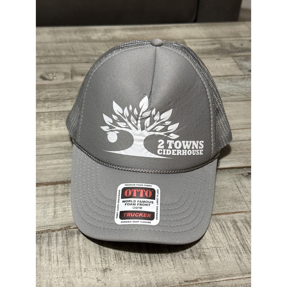 Otto 2 Towns Ciderhouse Trucker Hat Gray Mesh Snapback Cap 32-467 OSFM